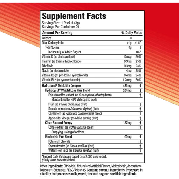 Hydroxycut Drink Mix Weight Loss +Electrolytes - Image 2