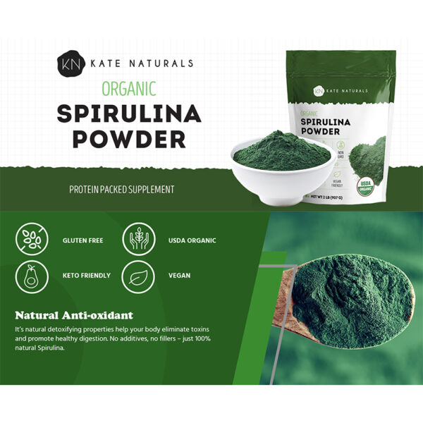 Kate Naturals Organic Spirulina Powder 907G - Image 4