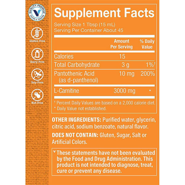 The Vitamin Shoppe L-Carnitine 3,000mg - Image 2