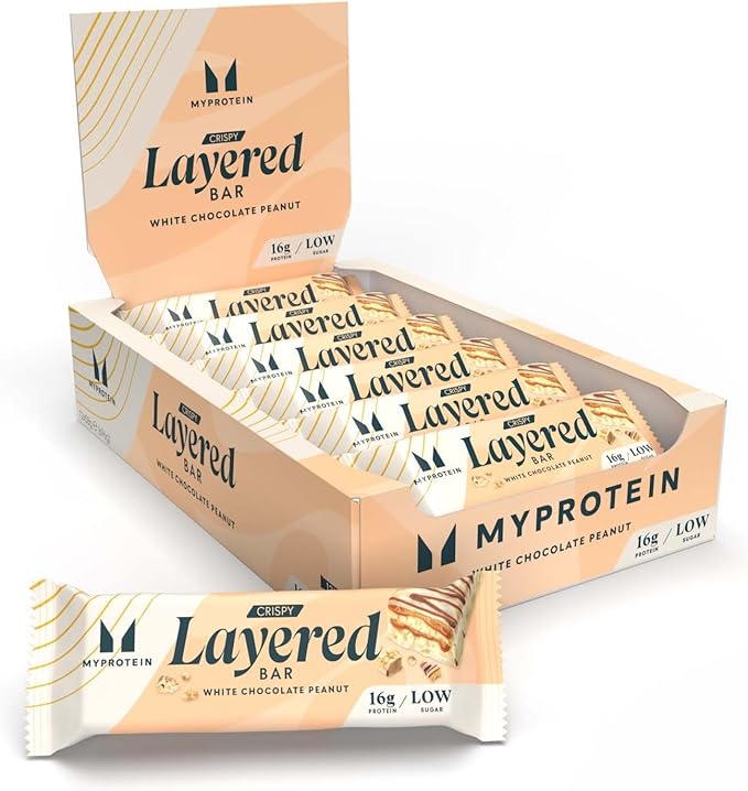 Myprotein Crispy Layered Protein Bars 12 x 58g White Chocolate Peanut