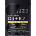 Sports Research Plant-Based Vitamin D3 + K2 Supplement, 5000 IU, 160 Vegan Softgels